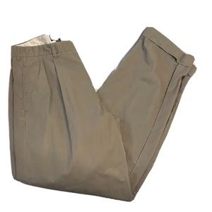 VINTAGE Polo Ralph Lauren Pants Mens Beige Khaki Pleated USA Made Slacks 35x32